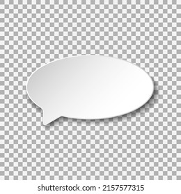 Vector paper cut speech bubble template. White volume element with shadow underneath on transparent background. Volumetric, trendy design. Best for polygraphy, print and web. EPS 10.