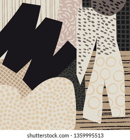 Vector paper cut square collage background