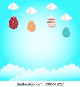 Vector paper cut style happy easter. Holiday greeting card, poster, brochure, template.