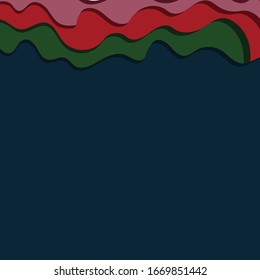 Vector paper cut wave backgrounds with blue green red colors 3D shapes. Abstract art style, design layout for business presentations, flyers, posters, prints, decoration, cards, brochure concept.