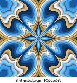 Vector paper cut waves modern background. Trendy craft style illustration. 3d effect imitation