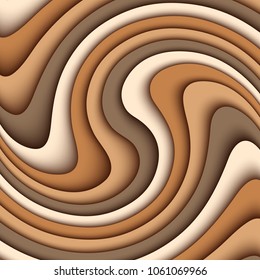 Vector paper cut waves modern background. Trendy craft style illustration. 3d effect imitation