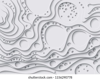 Vector paper cut waves modern background. Trendy craft style illustration. 3d effect imitation