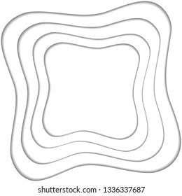 Vector paper cut white cool background: curved frame for advertising, banners, posters, cards, flyers, covers, presentations. Stylish white vector paper art design layout
