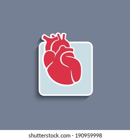 Vector Paper Cut-out Icon Of Internal Human Organ Heart