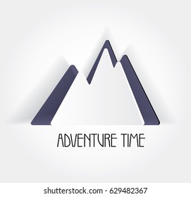 vector paper cutout mountains symbol. creative sticker and mock up for traveling, trip and journey idea. Nature element sign. Template for rock emblem. Adventure time poster, banner, card