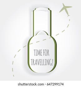 vector paper cutout plane. creative sticker and mock up for business, traveling, trip and journey idea. Template for travel agencies. Around the world concept. Adventure time poster, banner, card