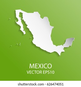 Vector paper cutting map green background of Mexico, Vector illustration eps 10.