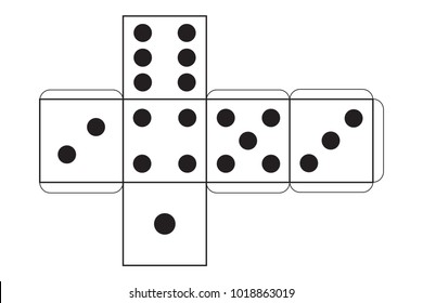 vector paper dice template, playing cube svg
