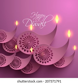 Vector Paper Diwali Diya (Oil Lamp).