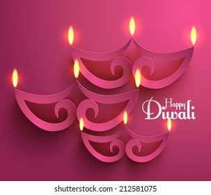 Vector Paper Diwali Diya (Oil Lamp).