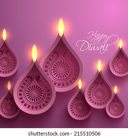 Vector Paper Diwali Diya (Oil Lamp).