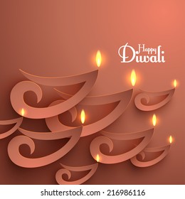 Vector Paper Diwali Diya (Oil Lamp).