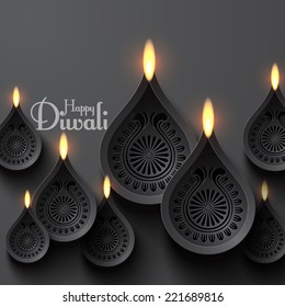 Vector Paper Diwali Diya (Oil Lamp).