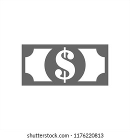 Vector of paper dollar bill. Money icon. Vector in flat style