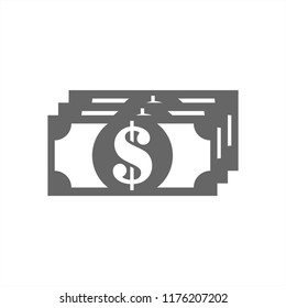 Vector of paper dollar bills. Money stacked. Vector in flat style