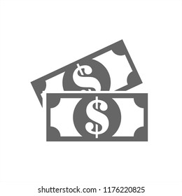 Vector of paper dollar bills. Money stacked. Vector in flat style