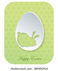 Vector paper Easter egg with bunny silhouette
