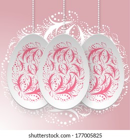 vector paper Easter egg with floral ornamental pattern