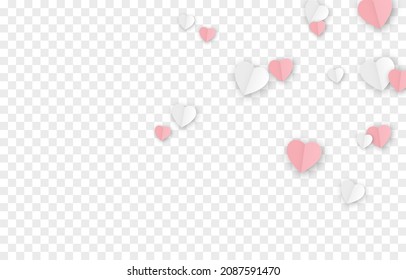 Vector paper elements in the form of hearts. PNG paper hearts, Valentine's Day.