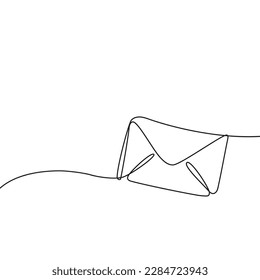 Vector paper envelope drawn with one continuous single line. Email message post letter send illustration in sketch style.