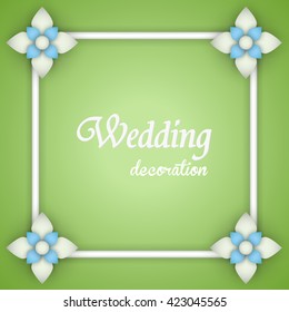 Vector paper flower flat origami. Wedding invitation floral template.