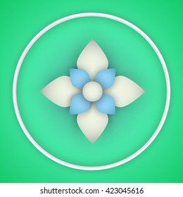Vector paper flower flat origami. Floral template.