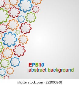 Vector paper flowers greeting card background.