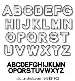 Vector paper font alphabet - white stickers