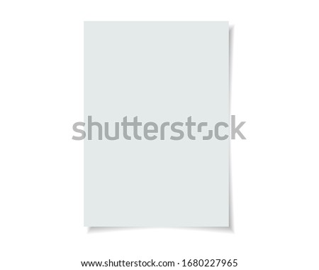 Vector paper format A4 size with realistic shadow. White blank page isolated on background. Mock up template.