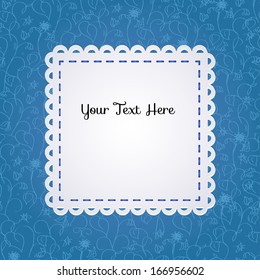 Vector Paper Frame on Ornamental Blue Floral Background
