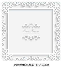 Vector paper vector frame ornament on white background, eps10