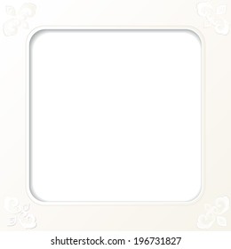 vector paper frame.Cut out from paper. Volume design element with shadow  for invitation card or other your ideas. White background