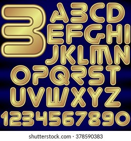 Vector Paper Graphic Alphabet  in gold  style on a dark background