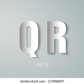 Vector Paper Graphic Alphabet Q R