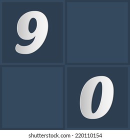 Vector Paper Graphic Alphabet Set Number 9 0