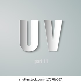 Vector Paper Graphic Alphabet U V
