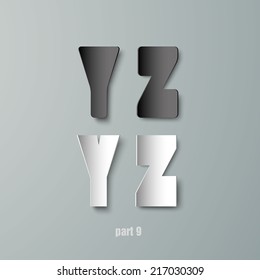 Vector Paper Graphic Alphabet white and black YX