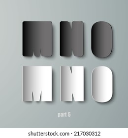 Vector Paper Graphic Alphabet white and black MNO
