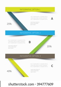 vector paper graphic for business info presentation / 3 level infographic cut paper