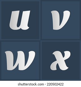Vector Paper Graphic Lowercase Alphabet Set u v w x