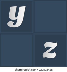 Vector Paper Graphic Lowercase Alphabet Set y z