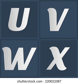 Vector Paper Graphic Uppercase Alphabet Set U V W X