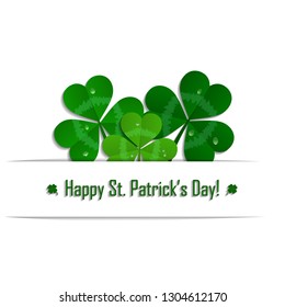 vector paper green shamrock on white background