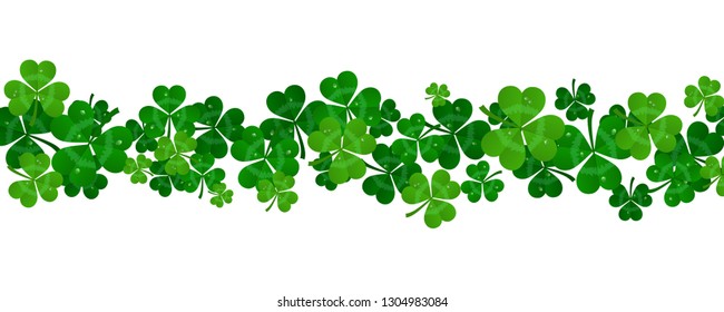 vector paper green shamrocks on white background