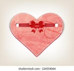 Vector paper handmade paper textured heart with silky ribbon bow knot - Shutterstock ID 124554064