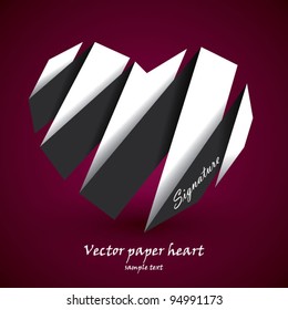 Vector paper heart black and white