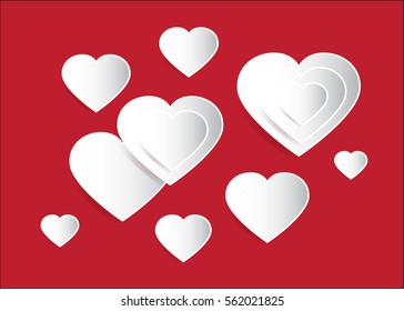 vector paper heart on red background