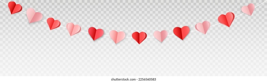 Vector paper hearts. Paper confetti in the shape of a heart. Hearts for Valentine's Day, March 8, Mother's Day. Greeting and decoration concept