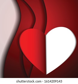 Vector : Paper hearts on red background